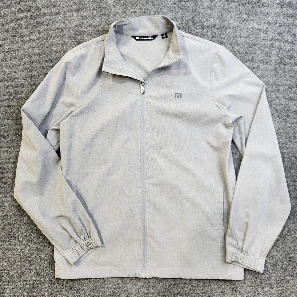 Travis Mathew Jacket Mens Small Gray Full Zip Collared Lightweight windbreaker